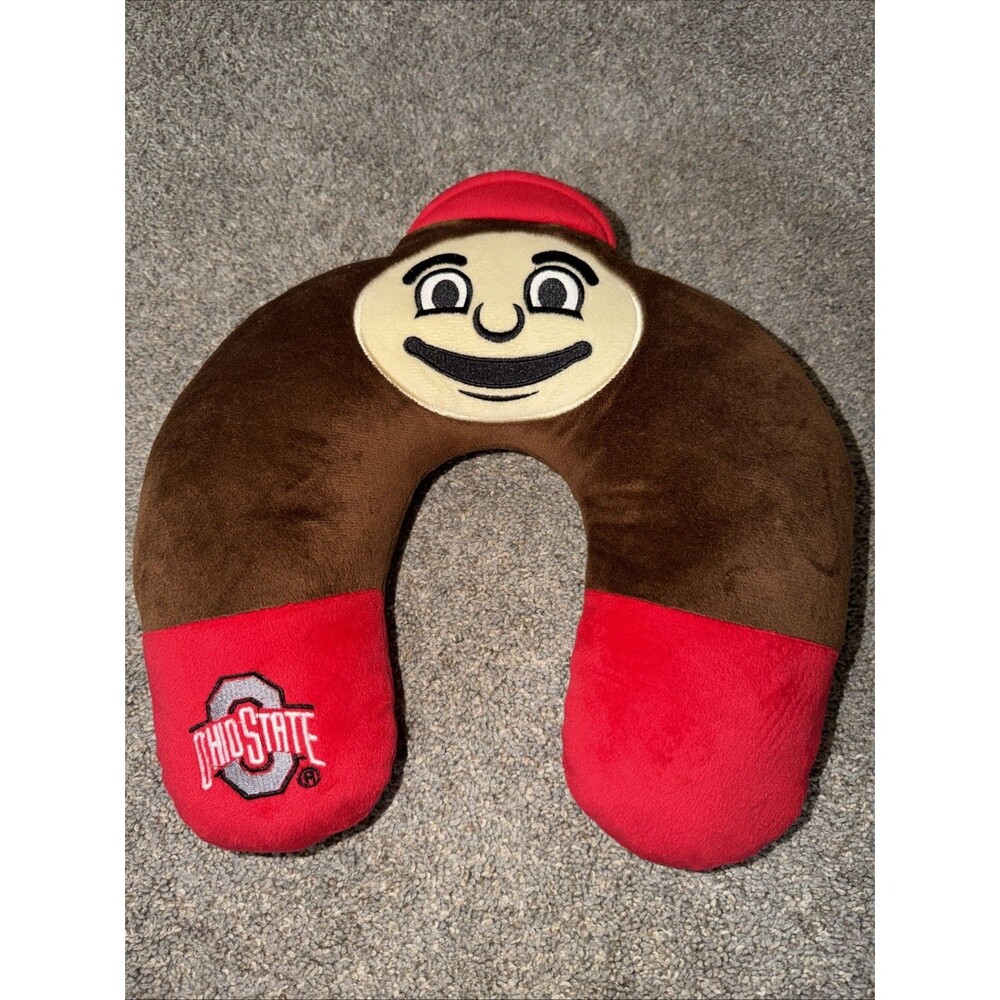 New Ohio State Buckeyes Brutus Mascot Neck Pillow Travel Airplane MascotWear